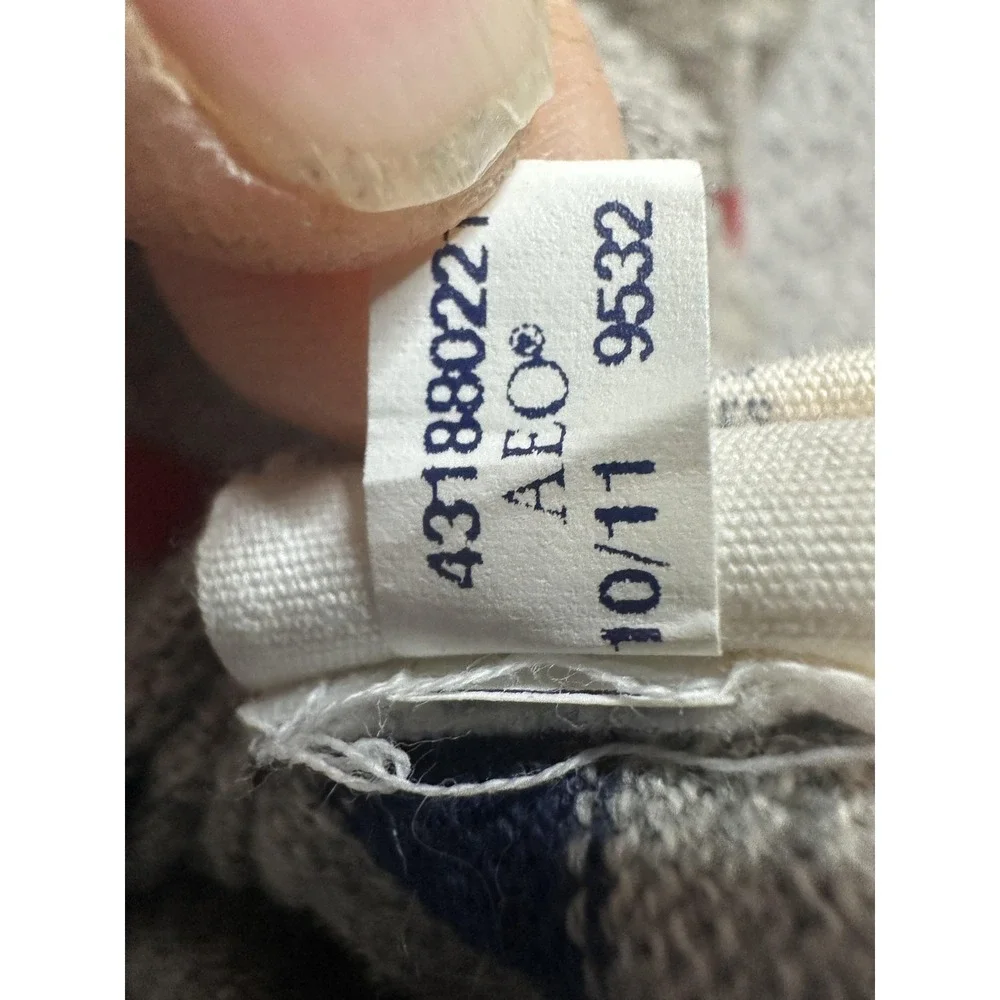 American‎ Eagle Outfitters Sweater Mens Large Gray Stripe V Neck Pullover Knit